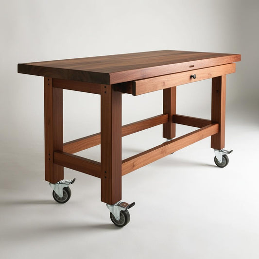 DS Wood Workbench with Wheels